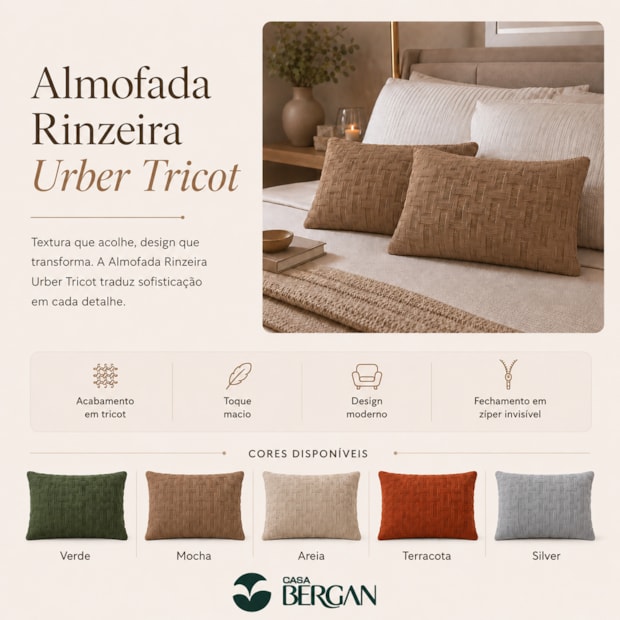 Almofada Rinzeira de Tricot Urber 30cm x 50cm (1 peça)