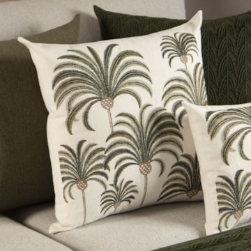 Almofada Sense Home Coqueiros Linho com Enchimento 50cm x 50cm (1 Peça)