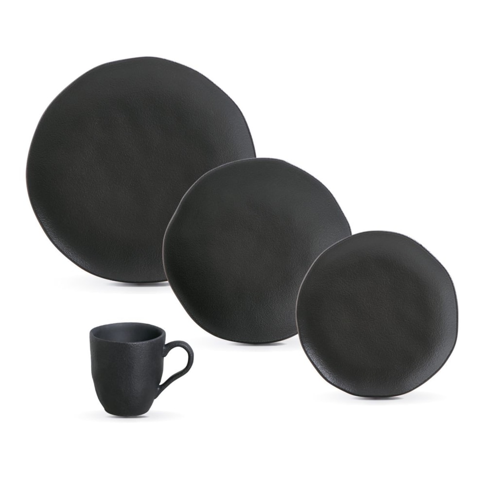 Aparelho de Jantar Porto Brasil Orgânico Preto Matte (16 Peças)