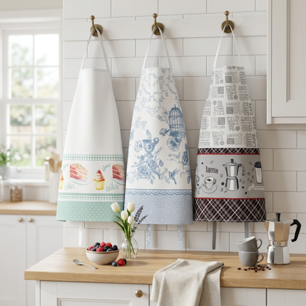 Avental de Cozinha Dohler Clean Antimanchas Pausa da Tarde c/ Tiras Ajustáveis