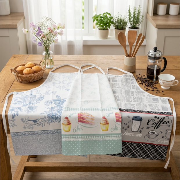 Avental de Cozinha Dohler Clean Antimanchas Pausa da Tarde c/ Tiras Ajustáveis