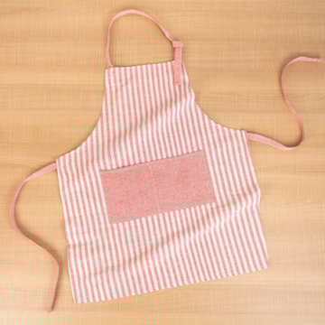 Avental de Cozinha Listrado Rústico c/ Tiras Ajustáveis e Bolsos