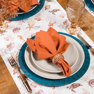 Caminho de Mesa Copa&Cia Coloratta Marine 100% Algodão 45cm x 1,70m
