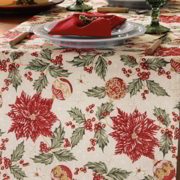 Caminho de Mesa Dohler Celebra Flores de Natal com Efeito Brilho 45cm x 1,60m