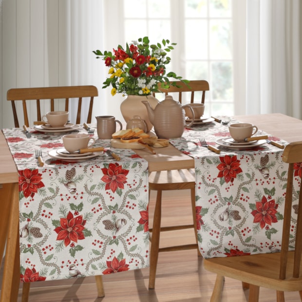 Caminho de Mesa Dohler Celebra Jardim de Natal com Efeito Brilho 45cm x 1,60m