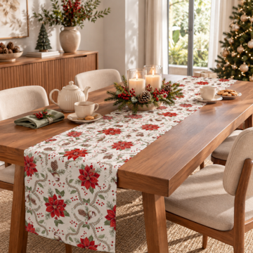 Caminho de Mesa Dohler Celebra Jardim de Natal com Efeito Brilho 45cm x 1,60m