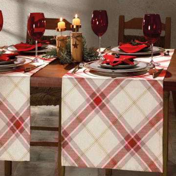 Caminho de Mesa Dohler Celebra Natal Xadrez 45cm x 1,60m