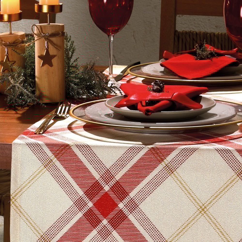 Caminho de Mesa Dohler Celebra Natal Xadrez 45cm x 1,60m