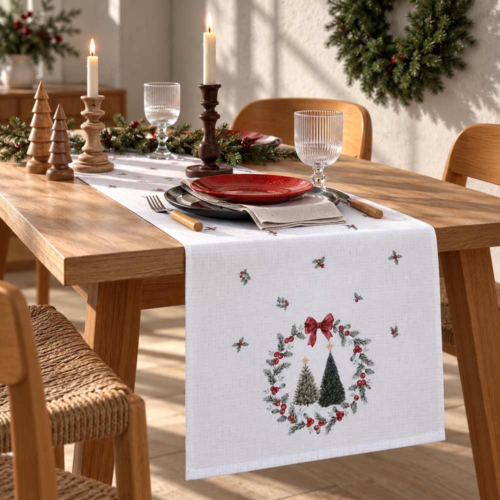 Caminho de Mesa Dohler Clean Estampado Digital Bosque de Natal 45cm x 1,60m (1 peça)