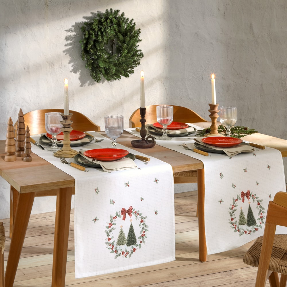 Caminho de Mesa Dohler Clean Estampado Digital Bosque de Natal 45cm x 1,60m (1 peça)