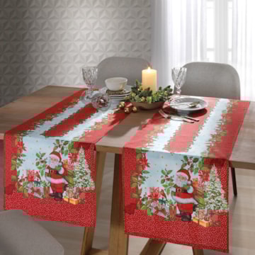 Caminho de Mesa Dohler Clean Natal Papai Noel 45cm x 1,60m