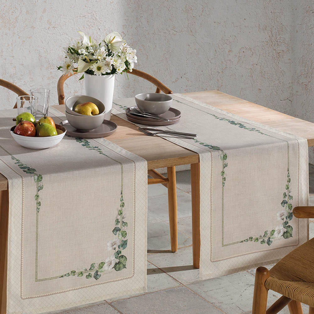 Caminho de Mesa Dohler Clean Renova Estampado Digital Botânica Flores 45cm x 1,60m (1 peça)