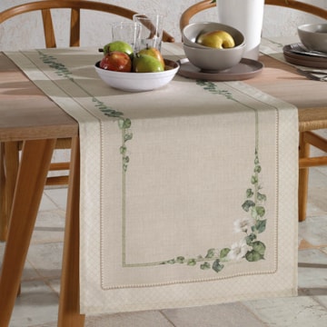 Caminho de Mesa Dohler Clean Renova Estampado Digital Botânica Flores 45cm x 1,60m (1 peça)