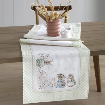 Caminho de Mesa Dohler Clean Renova Estampado Digital Coelhos de Páscoa 45cm x 1,60m