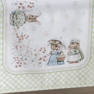 Caminho de Mesa Dohler Clean Renova Estampado Digital Coelhos de Páscoa 45cm x 1,60m