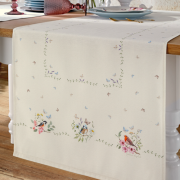 Caminho de Mesa Dohler Clean Renova Estampado Digital Jardim Off White 45cm x 1,60m (1 Peça)