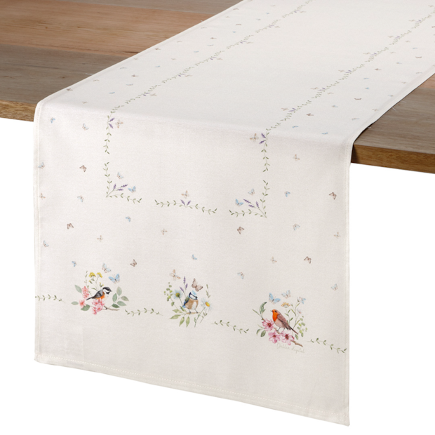 Caminho de Mesa Dohler Clean Renova Estampado Digital Jardim Off White 45cm x 1,60m (1 Peça)