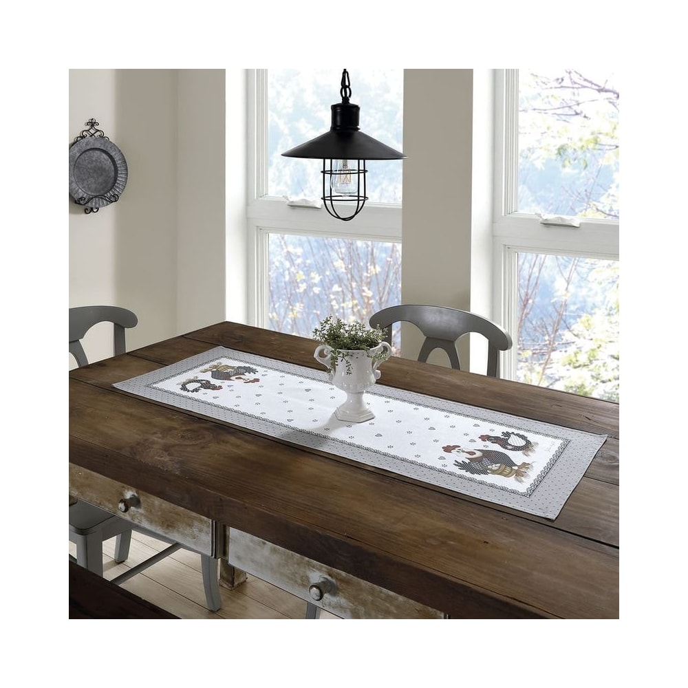 Caminho de Mesa Dohler Clean Renova Estampado Digital Lia Galinhas 45cm x 1,60m