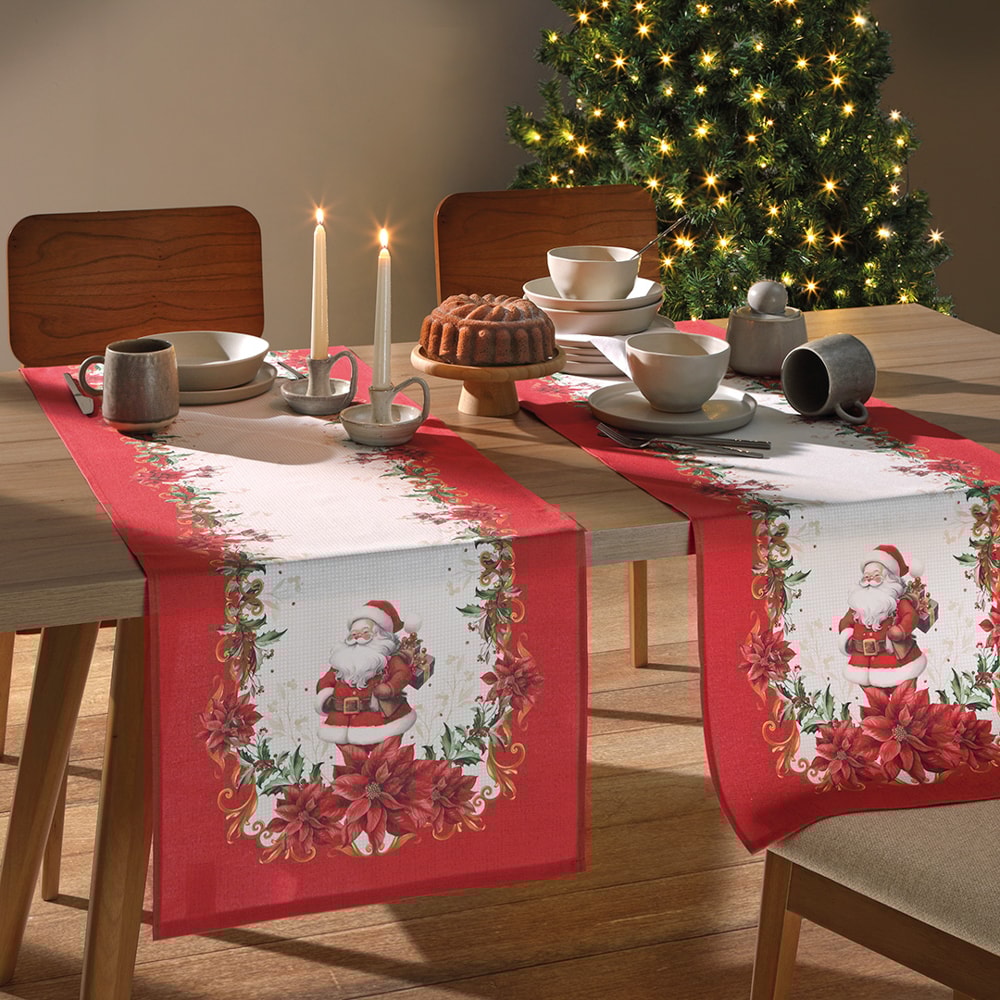 Caminho de Mesa Dohler Clean Renova Estampado Digital Natal com Noel 45cm x 1,60m (1 peça)