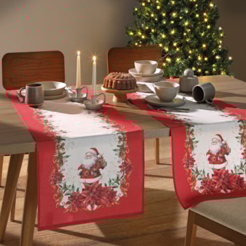 Caminho de Mesa Dohler Clean Renova Estampado Digital Natal com Noel 45cm x 1,60m (1 peça)