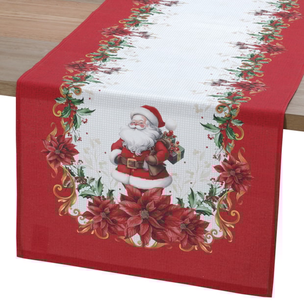 Caminho de Mesa Dohler Clean Renova Estampado Digital Natal com Noel 45cm x 1,60m