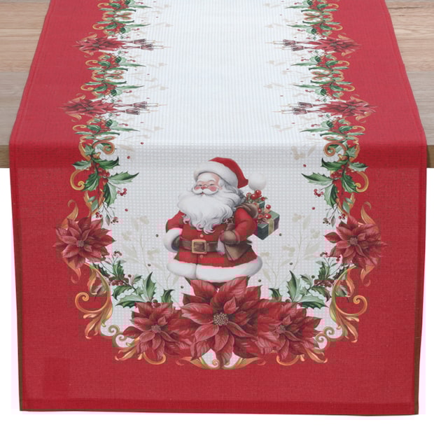 Caminho de Mesa Dohler Clean Renova Estampado Digital Natal com Noel 45cm x 1,60m