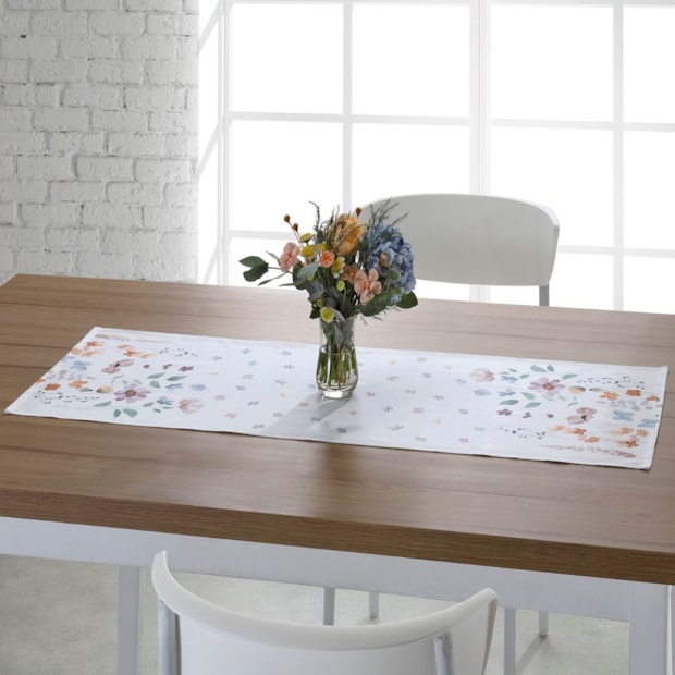 Caminho de Mesa Dohler Clean Renova Estampado Digital Primavera 37cm x 1,00m