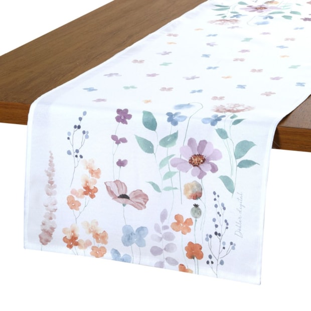 Caminho de Mesa Dohler Clean Renova Estampado Digital Primavera 37cm x 1,00m