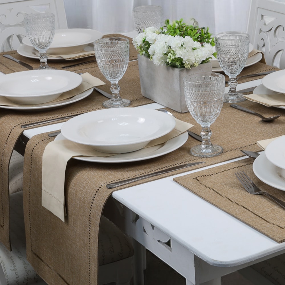Caminho de Mesa Glamour Castanho 40cm x 1,80m
