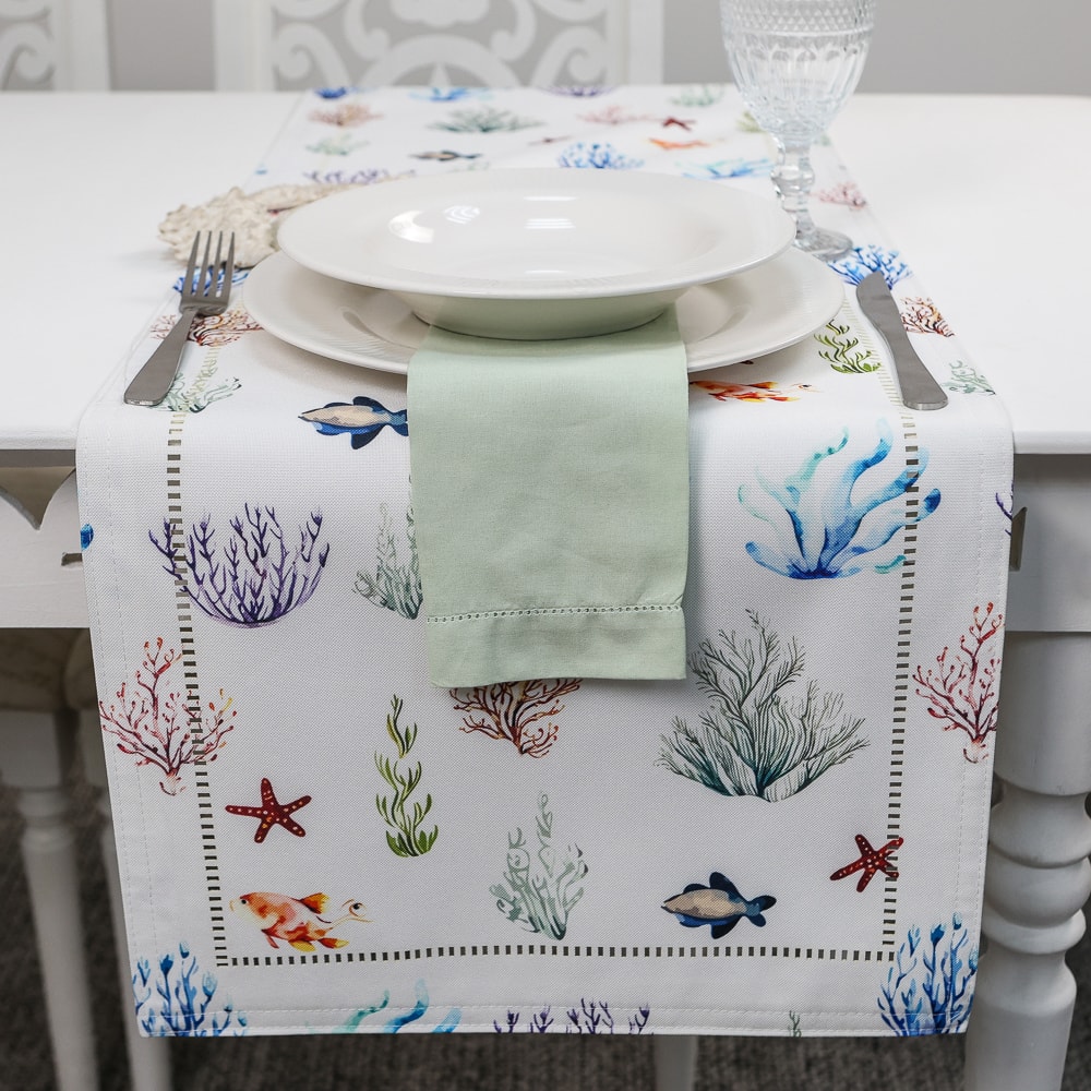 Caminho de Mesa Glamour Náutico Dupla Face 40cm x 1,40m