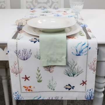 Caminho de Mesa Glamour Náutico Dupla Face 40cm x 1,80m