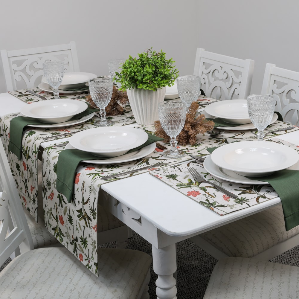 Caminho de Mesa Glamour Palms Dupla Face 40cm x 1,40m