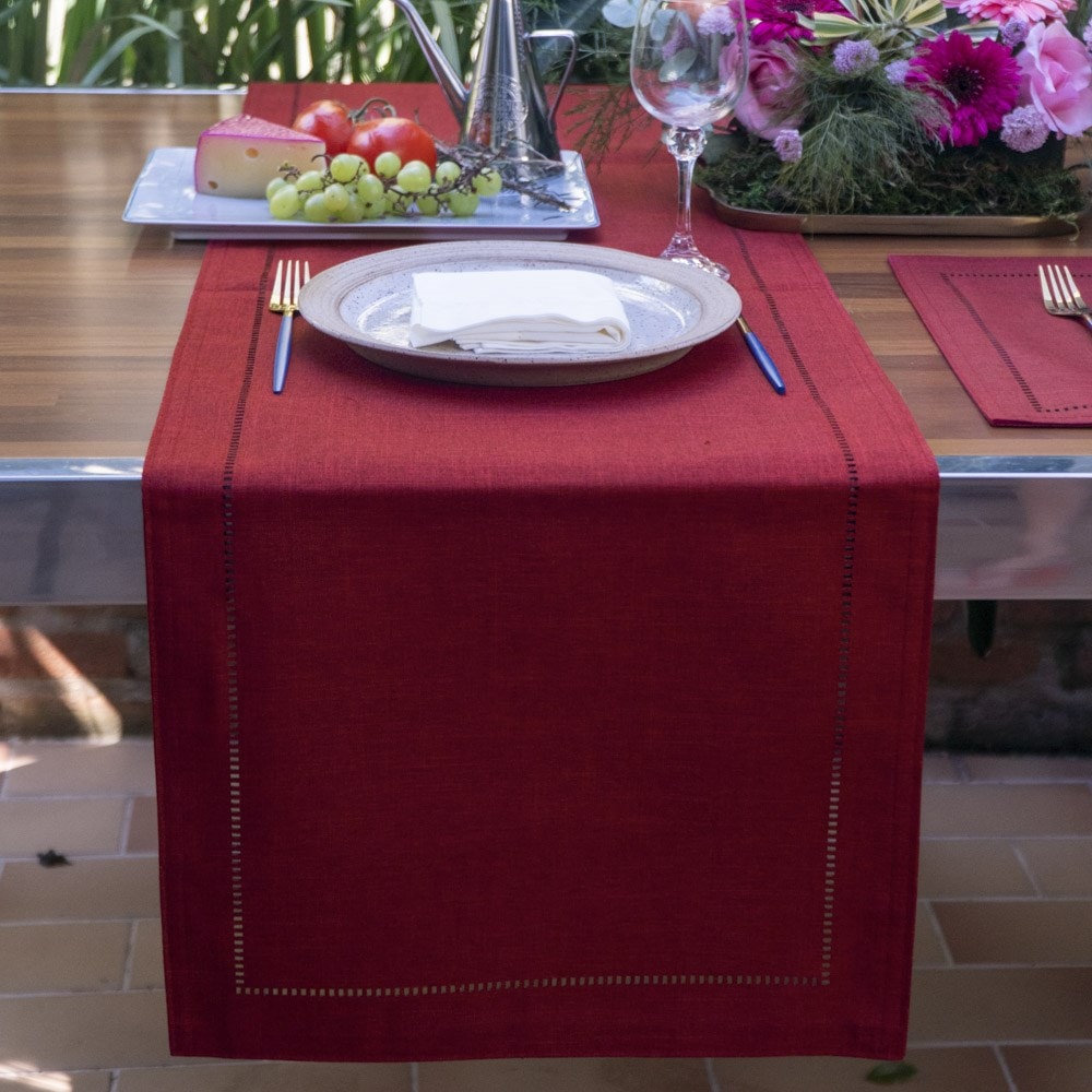 Caminho de Mesa Glamour Vermelho Laca 40cm x 1,80m