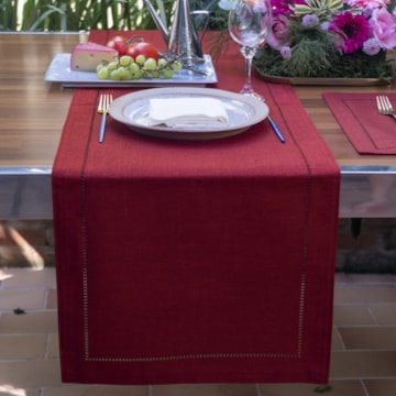 Caminho de Mesa Glamour Vermelho Laca 40cm x 1,80m