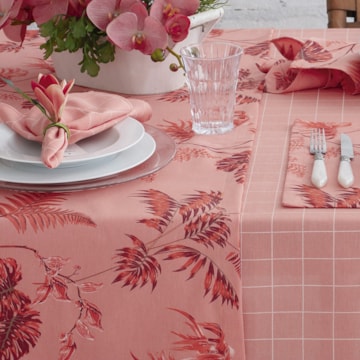 Caminho de Mesa Naturalle Limpeza Prática Tropical Coral 50cm x 1,50m