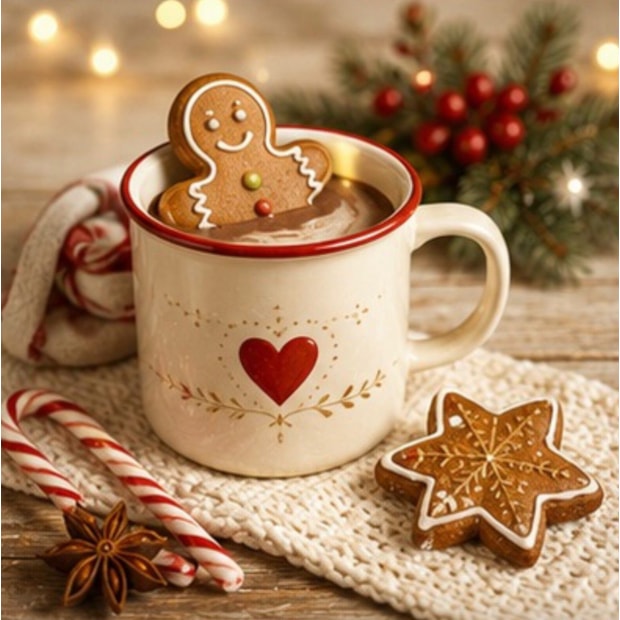 Capa de Almofada Belagio Natal Cookies com Cordonê e Zíper 50cm x 50cm (1 Peça)