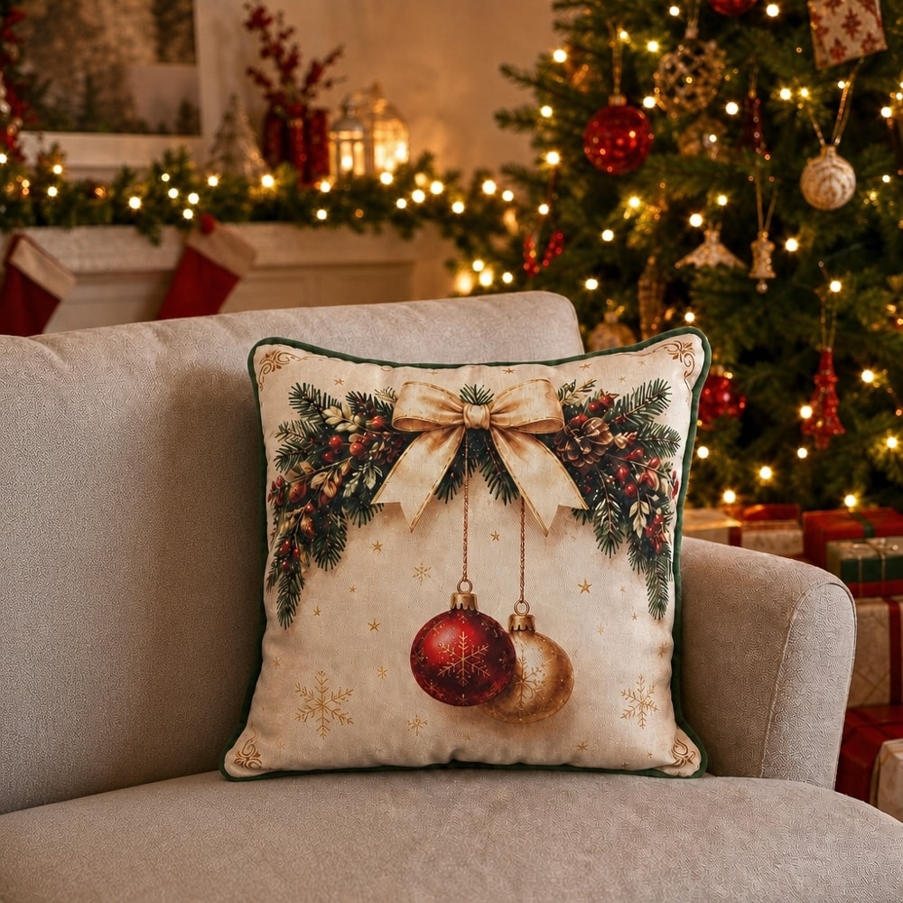 Capa de Almofada Belagio Natal Encanto com Cordonê e Zíper 50cm x 50cm (1 Peça)
