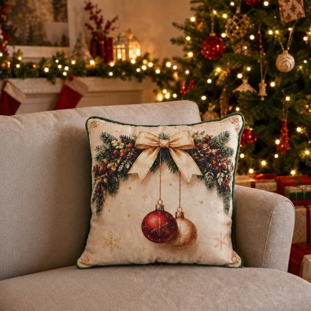 Capa de Almofada Belagio Natal Encanto com Cordonê e Zíper 50cm x 50cm (1 Peça)