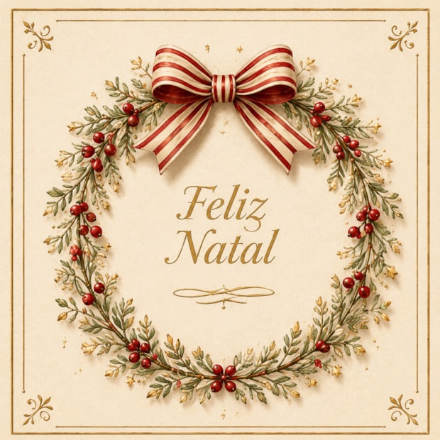 Capa de Almofada Belagio Natal Guirlanda com Cordonê e Zíper 50cm x 50cm (1 Peça)