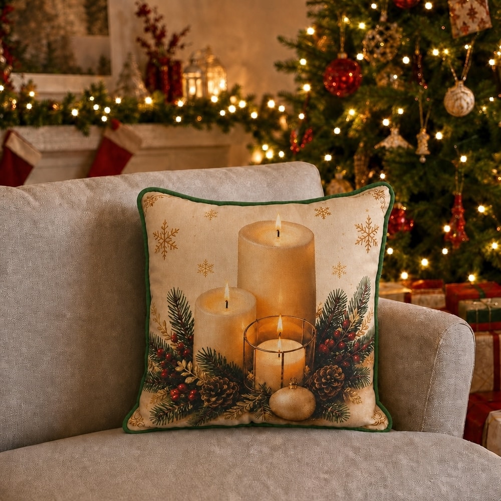 Capa de Almofada Belagio Natal Radiante com Cordonê e Zíper 50cm x 50cm (1 Peça)