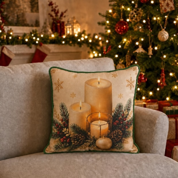 Capa de Almofada Belagio Natal Radiante com Cordonê e Zíper 50cm x 50cm (1 Peça)