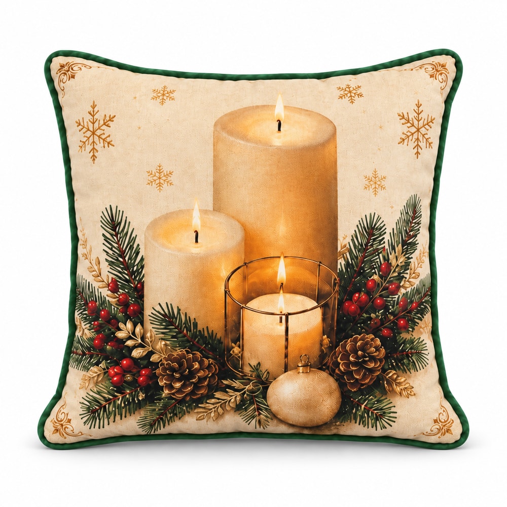 Capa de Almofada Belagio Natal Radiante com Cordonê e Zíper 50cm x 50cm (1 Peça)