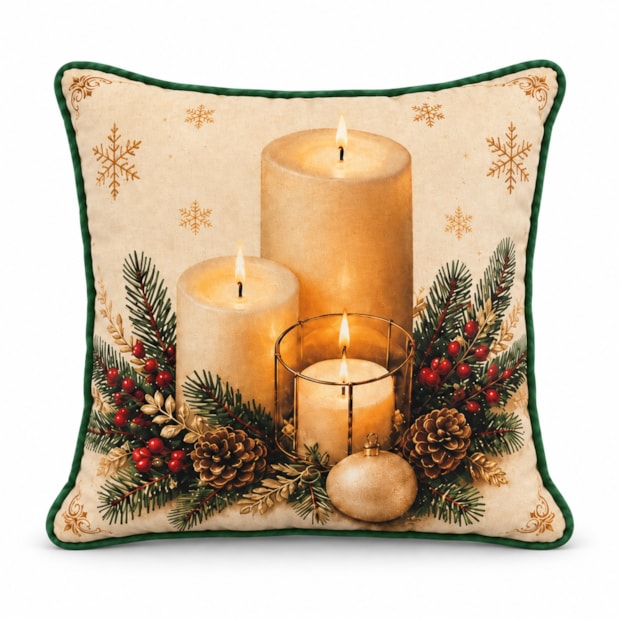 Capa de Almofada Belagio Natal Radiante com Cordonê e Zíper 50cm x 50cm (1 Peça)