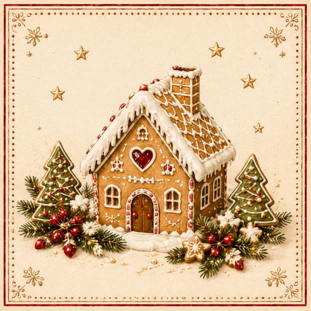 Capa de Almofada Belagio Natal Vila Doce com Cordonê e Zíper 50cm x 50cm (1 Peça)