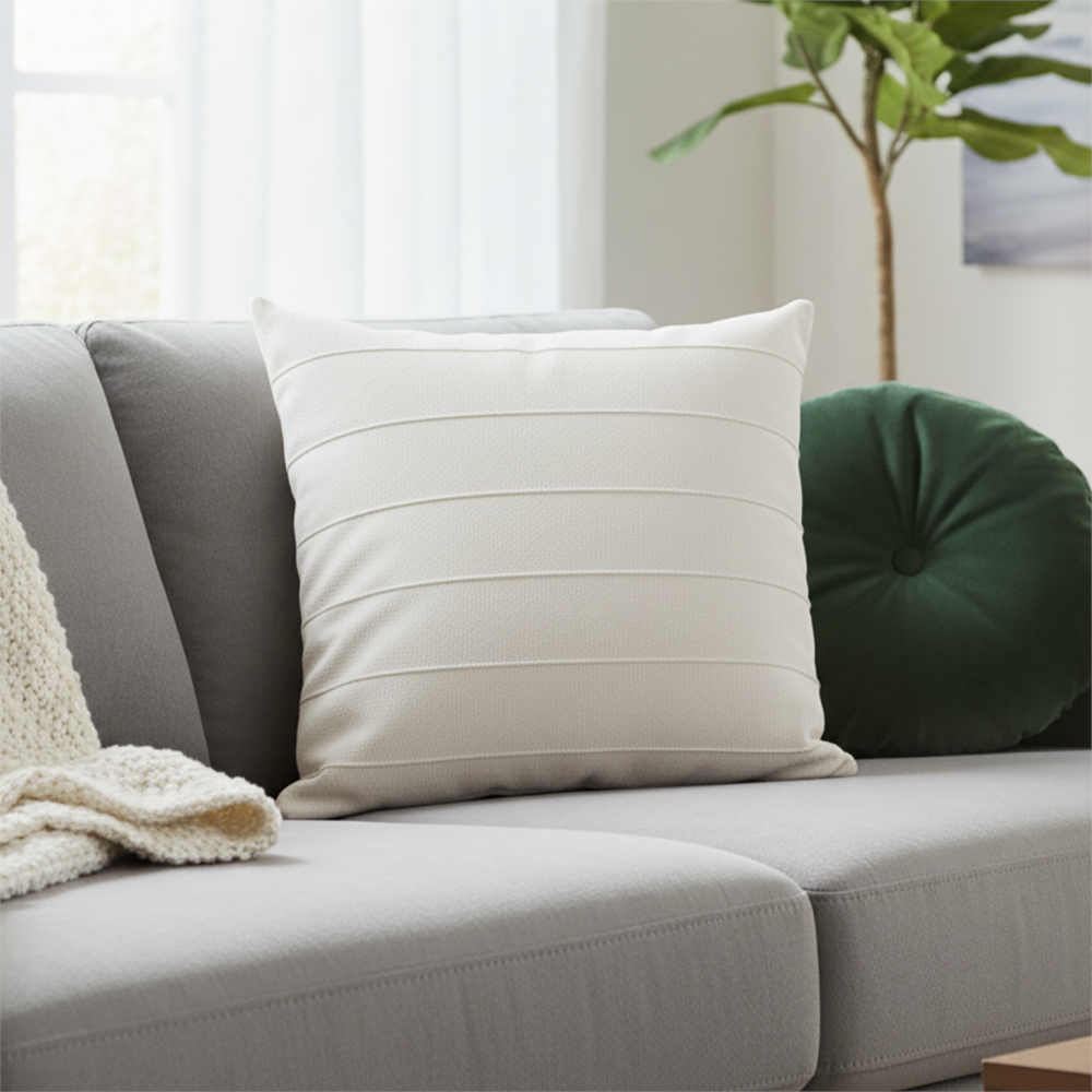 Capa de Almofada Boucle Lines Drapeada com Zíper 50cm x 50cm (1 peça)