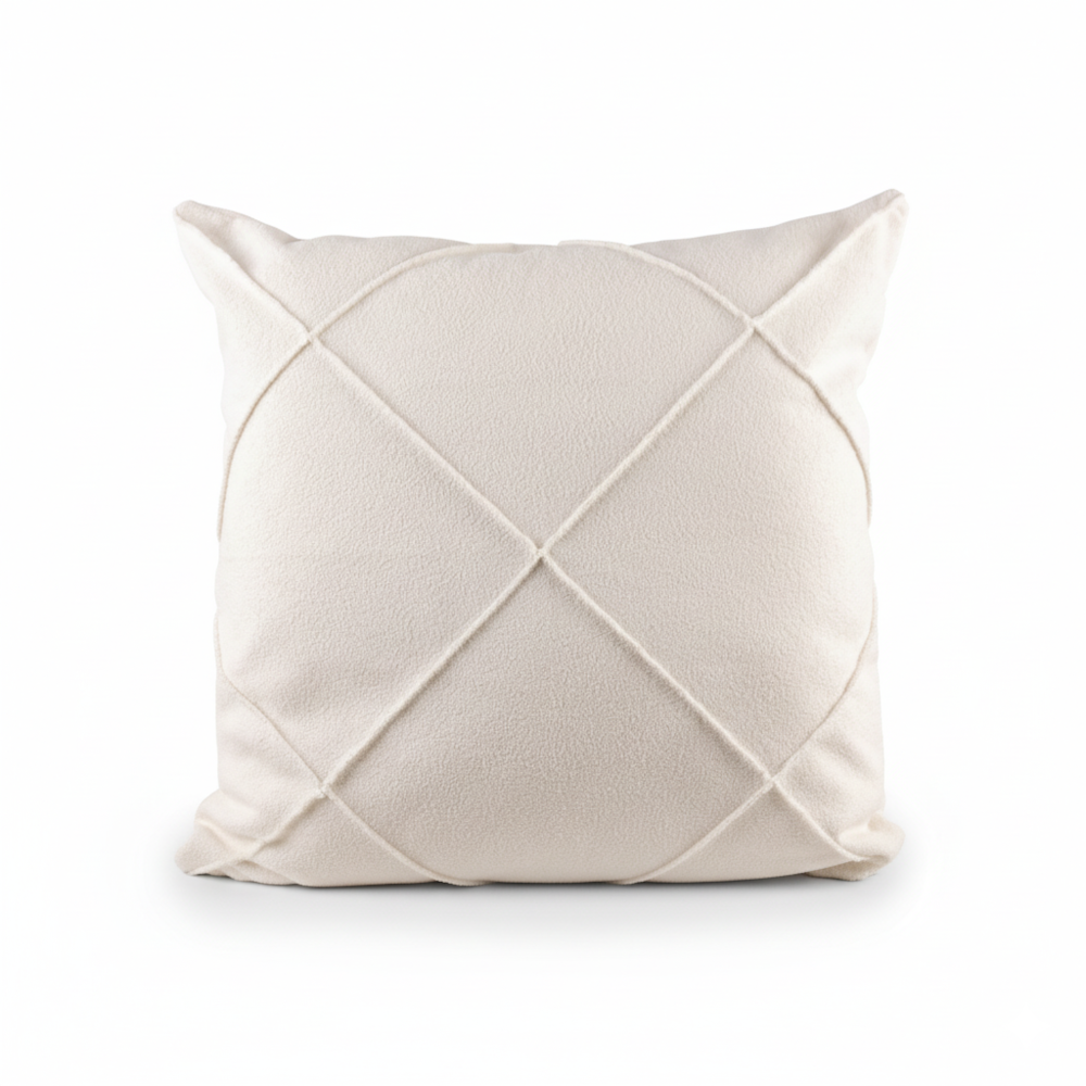 Capa de Almofada Boucle Treliça Drapeada com Zíper 50cm x 50cm (1 peça)