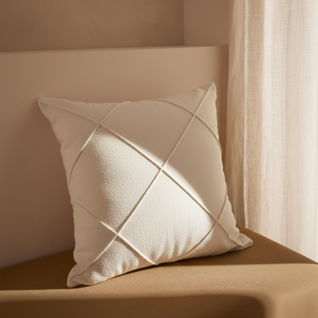 Capa de Almofada Boucle Treliça Drapeada com Zíper 50cm x 50cm (1 peça)