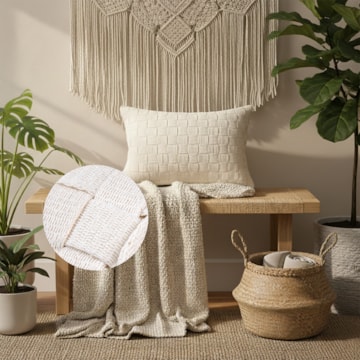 Capa de Almofada Rinzeira Tranças 100% Algodão com Zíper 30cm x 50cm (1 peça)