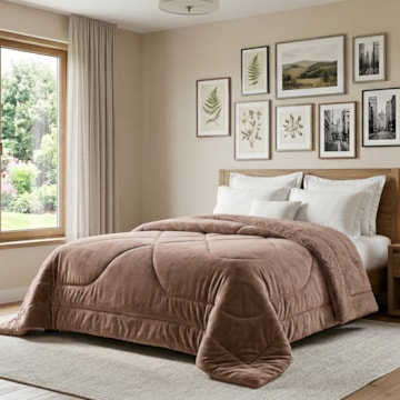 Coberdrom Casal Capetown Liso Microfibra Sherpa Dupla Face