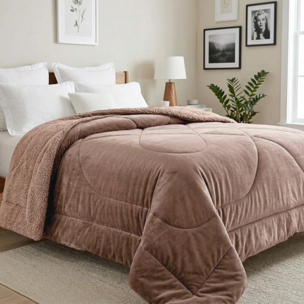Coberdrom Casal Capetown Liso Microfibra Sherpa Dupla Face